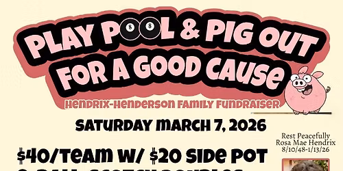 Play Pool & Pig Out - Blind Draw High\/Low 8-Ball Scotch Doubles Fundraiser