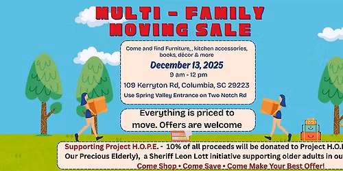 Multi-Family Moving Sale Supporting Project H.O.P.E.