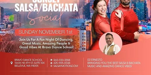 \ud83c\udf05 November Sunset Salsa & Bachata Social w\/DJ Ernesto