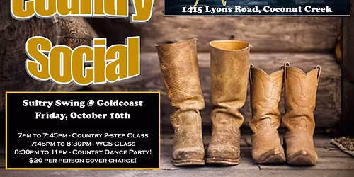 Sultry Swing Dance Social - Country Edition at GC, Oct 10th