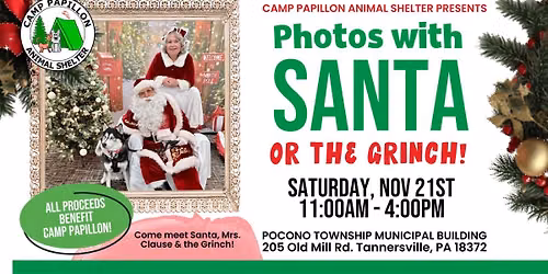 Camp Papillon's Photos with Santa or the Grinch - Holiday Event