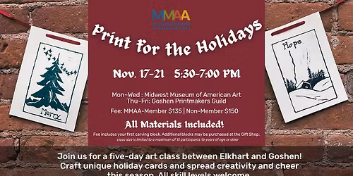 Print For The Holidays - Five Day Cardmaking Workshop - All Materials Included!