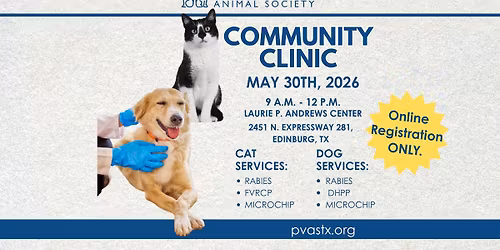 Community Drive Thru Vaccine Clinic at PVAS Laurie Andrews, Saturday, May 30th\ud83d\udc3e\ud83e\ude7a