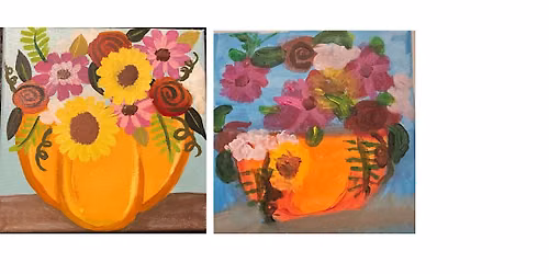 Family paint night - floral pumpkin