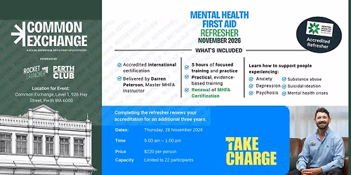 Accredited Mental Health First Aid (MHFA) Refresher Course | Perth CBD |