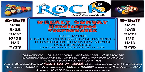 Weekly Sunday Handicapped Pool Tournaments