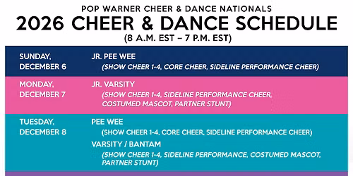 Eastern Region Pop Warner Cheerleading: Dance  JV  Varsity and Bantam