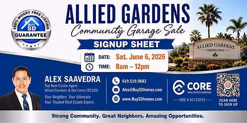 Allied Gardens Community Garage Sale--SIGN UP