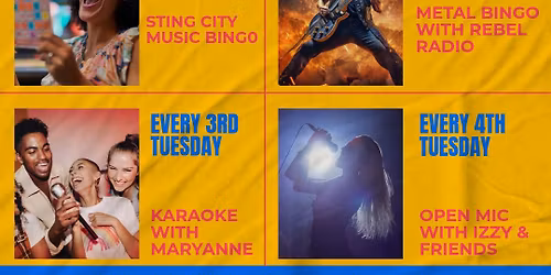 Sting City Music Bingo at Basecamp- 1st Tuesday\t