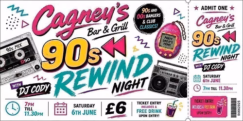 90s Rewind Night with DJ Cody — Cagneys Bar &amp; Grill