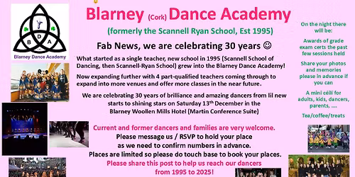 Blarney Dance Academy (Scannell School of Dancing) Turns 30!