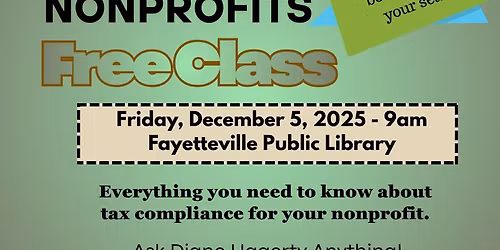 Nonprofit Tax and Compliance - Free class by Diane Hagerty
