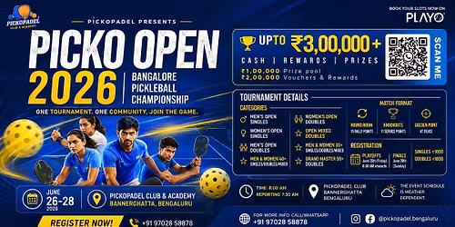 Picko Open 2026 -  Bangalore Biggest Open Pickleball Championship