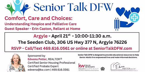 Comfort, Care & Choices: Understanding Hospice & Palliative Care with Guest Speaker Erin Caston