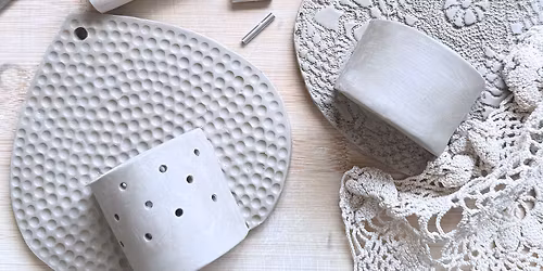 Beginners' pottery workshop - make and decorate a textured wall candle holder (or wall vase)