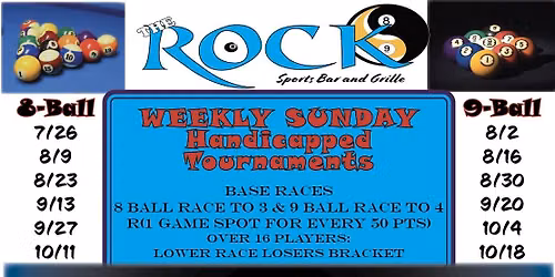 Weekly Sunday Handicapped Pool Tournaments