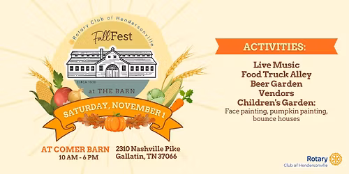 \ud83c\udf42 Hendersonville Rotary FallFest at The Barn \ud83c\udf42