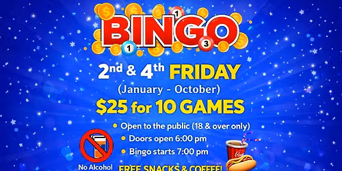 \ud83c\udf89 BINGO NIGHT @   San Mateo Elks Lodge! \ud83c\udf89