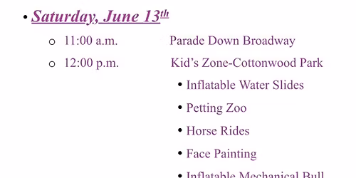 Cottonwood Days Kid\u2019s Fun Zone
