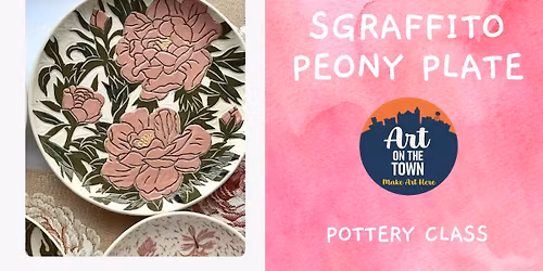 Sgraffito Peony Plate