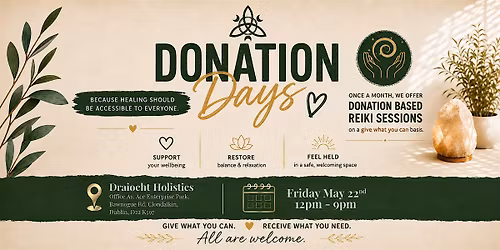 Reiki Donation Day at Draiocht Holistics