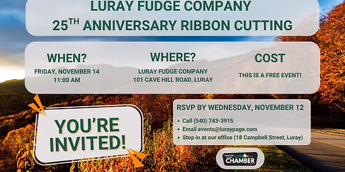 Luray Fudge Company 25th Anniversary Ribbon Cutting