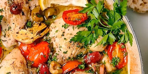 Cork 'N' Fork - Chicken Provencal saut\u00e9ed in olive oil, garlic, artichoke 