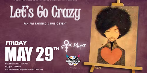 Let's Go Crazy Prince Painting & Music Night at Brushes Art Studio 30