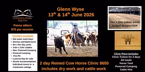 Glenn Wyse 2 Day Reined Cow Horse Clinic