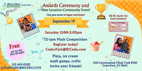Awards Ceremony, Math competition, Community Event!