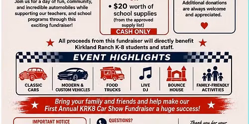 Kirkland Ranch K-8 1st Annual Back to School Car Show Fundraiser