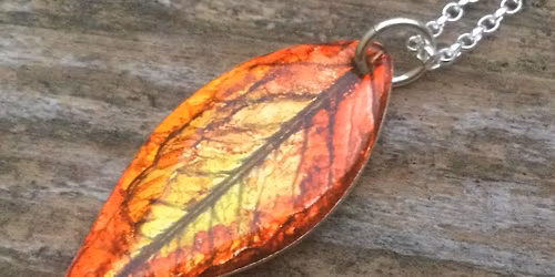 Autumn Leaves -Silver, inks and resin