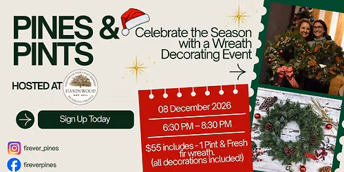 Pines & Pints - Wreath Decorating Event at Hardywood - West Creek Brewery