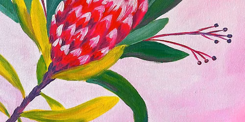 Paint and Wine Night in Hamilton - Protea Bloom (Pink)