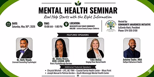 Mental Health Seminar:  "You're Not Alone"