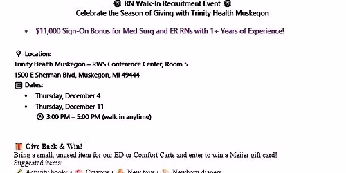 Trinity Health Muskegon Nurse Tidings and Tours