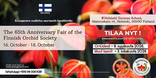 Ecuagenera will participate in The 65th Annivesary Fair of the Finnish Orchid Society