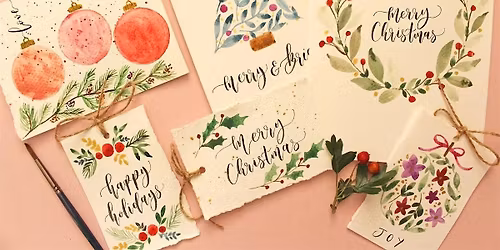 Christmas Watercolour and Brush Lettering Greeting Card Workshop