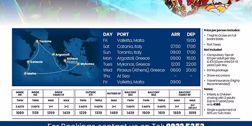 The From Grease to Black Eyed Peas Costa Fascinosa Cruise (Malta to Malta) (24-31 July 2026)