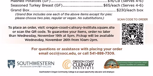 ORDER PICK-UP! Thanksgiving Fundraiser Bazaar (OCCI & Junior Chamber)