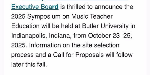 Symposium for Music Teacher Education
