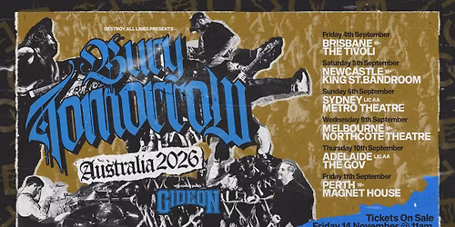 Bury Tomorrow  Australian Tour 2026 \u2013 Sydney LIC AA 