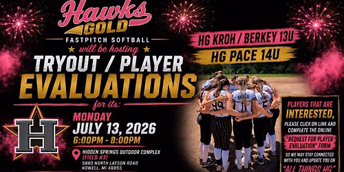 Hawks Gold 13U & 14U Tryouts