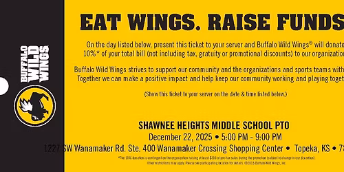 Buffalo Wild Wings Meal Night - PTO Fundraiser