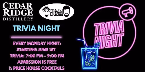 Trivia Night at Cedar Ridge Distillery