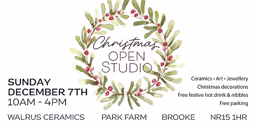 Christmas Open Studio in Brooke - ceramics, art & jewellery