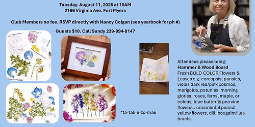 Tatakizome, Flower Pounding Art with Nancy, RSVP Required