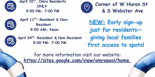 Resident & Non-Resident Swim Lesson Sign-Up