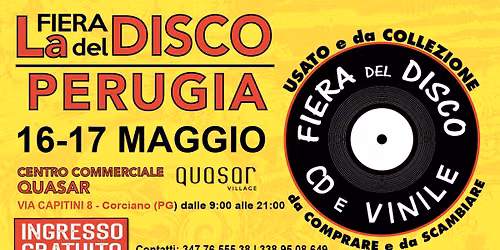 Fiera del Disco di Perugia I 16-17 Maggio I Ingresso Gratuito
