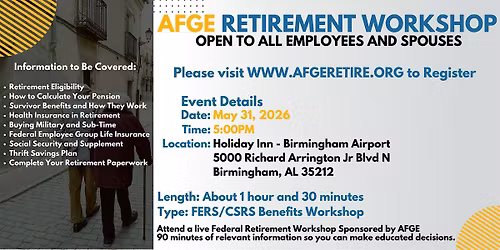 Federal Employee Retirement Meeting - Birmingham - 05\/31\/26